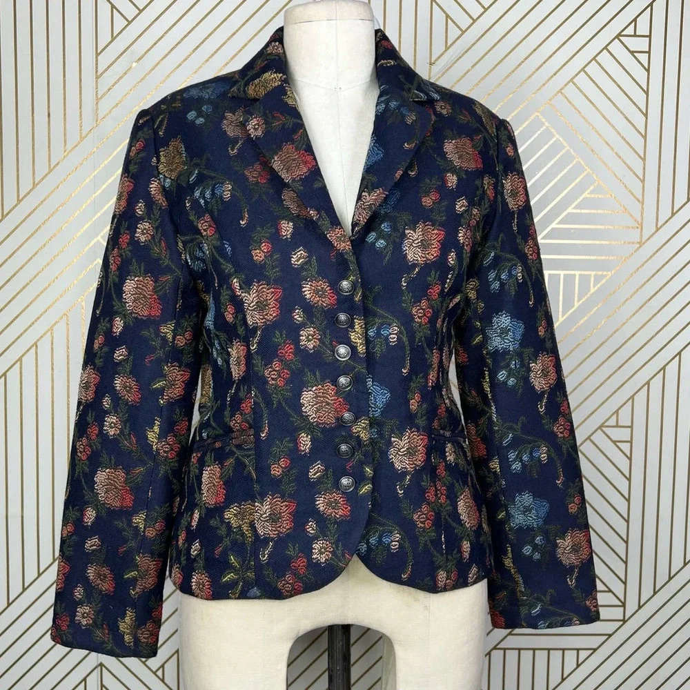 Sundance Alpine Coast Jacket Floral Jacquard Blazer Petite Size US PXS